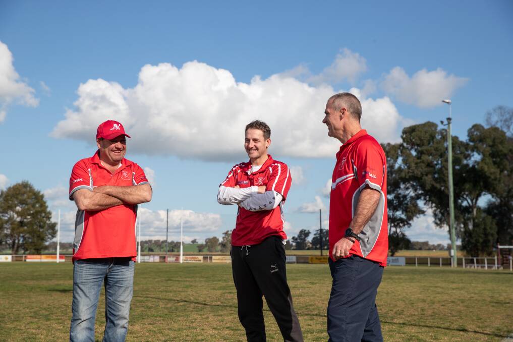 Collingulllie-Wagga will be co-coached this season by Nick Perryman (centre) and Shane Lenon (right).