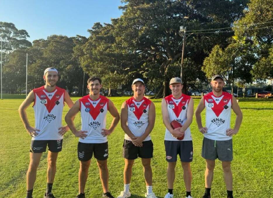 Riley Lucas, Tom Baxter, Cooper Kilpatrick, Tom Tyson and Heath Northey have signed with Griffith for the upcoming season. Picture from Griffith Swans