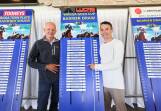 Wagga trainer Tim Donnelly and jockey Danny Beasley are all smiles with Cliff House's barrier draw at Murrumbidgee Turf Club on Tuesday. Picture by Les Smith