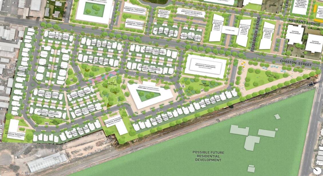 EXPANSION PLANS: The Wagga showground site, labelled possible future residential development, is a new addition to the council's health and knowledge precinct masterplan. Picture: Wagga City Council