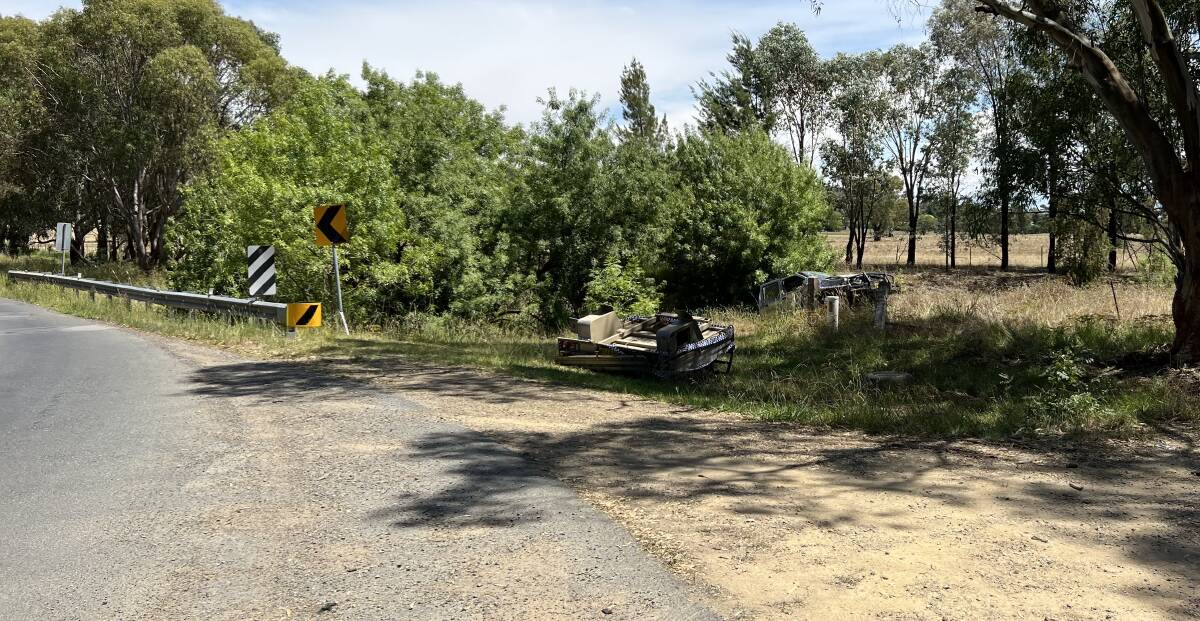 Police say the driver lost control travelling north on Vincent Road and his ute ended up in Marshalls Creek at a sharp bend in the road.