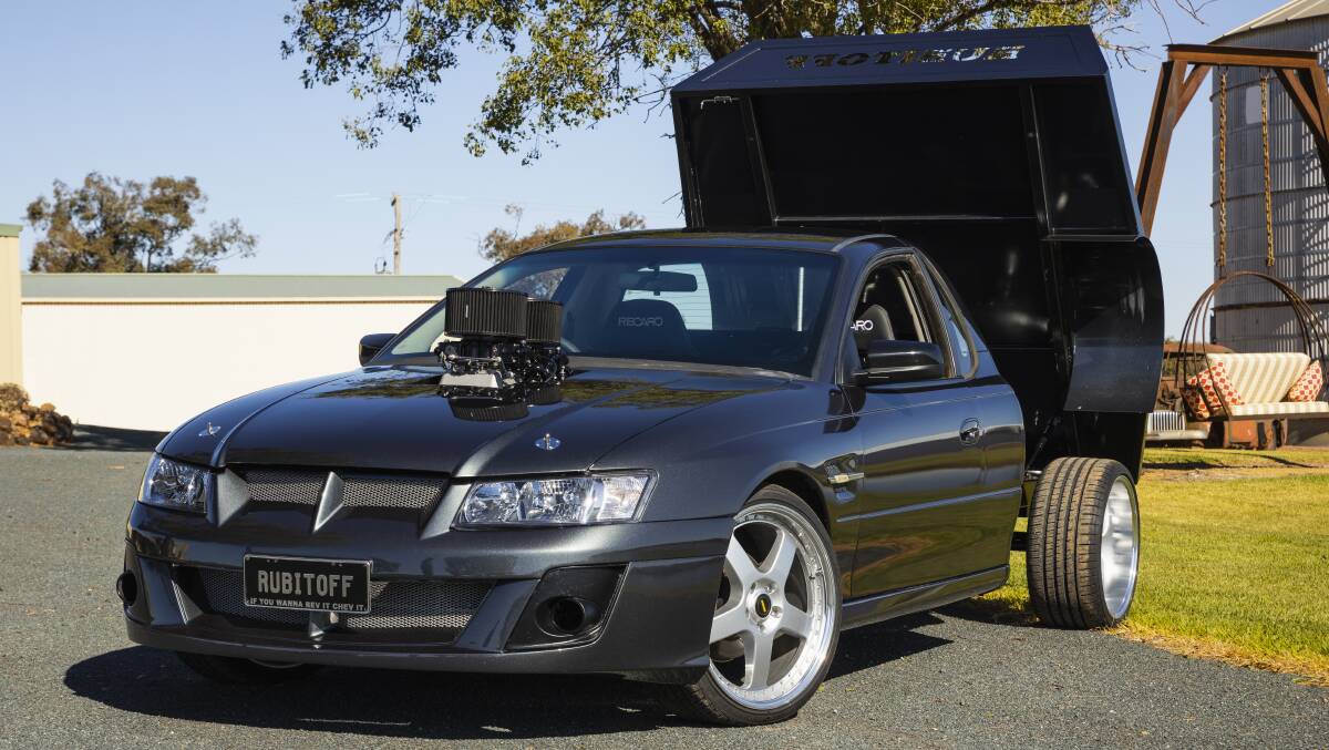 Hamish Sandow's Holden VZ 1 Tonner with the tray up. Picture by Ash Smith