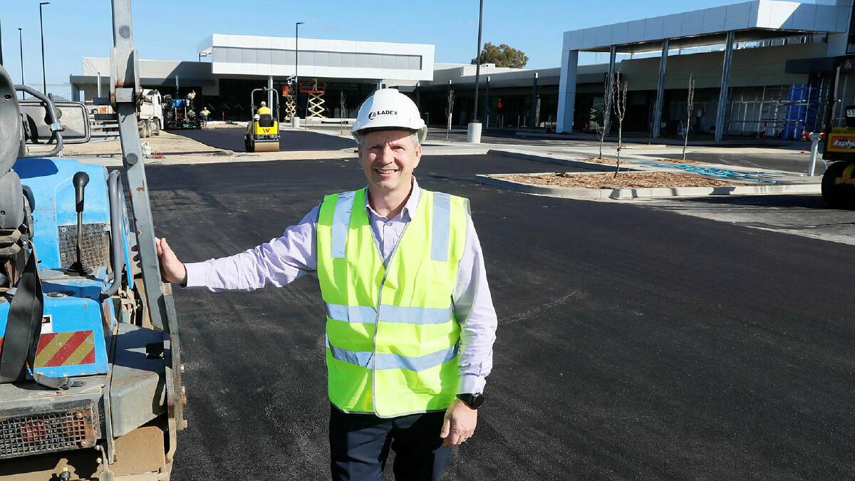 Raine and Horne commercial property director Craig Tait at the Estella Central Shopping Centre on Wednesday as the carpark is sealed. Picture by Les Smith