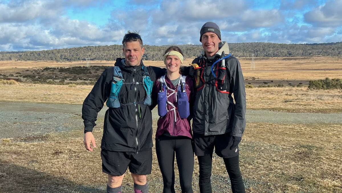 Chris Bowles and Grace and Alistair Page are preparing to run from Tumut to Wagga on Saturday to raise money for CanAssist. Picture supplied