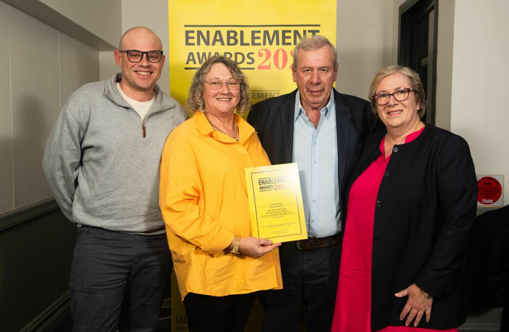 Linda Roesler with her family at the Enablement Awards in Sydney last Friday. She is pictured with son Jarrod (left), husband Bill and sister-in-law Noreen. Picture contributed
