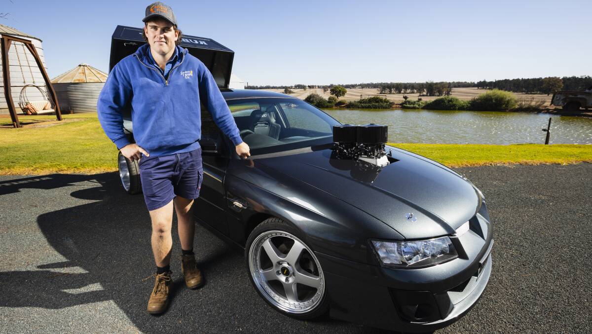 Barmedman farmer Hamish Sandow, 23, has been named a 2023 Young Street Machine of the Year finalist with his Holden VZ 1 Tonner named Rubitoff. Pictures by Ash Smith.