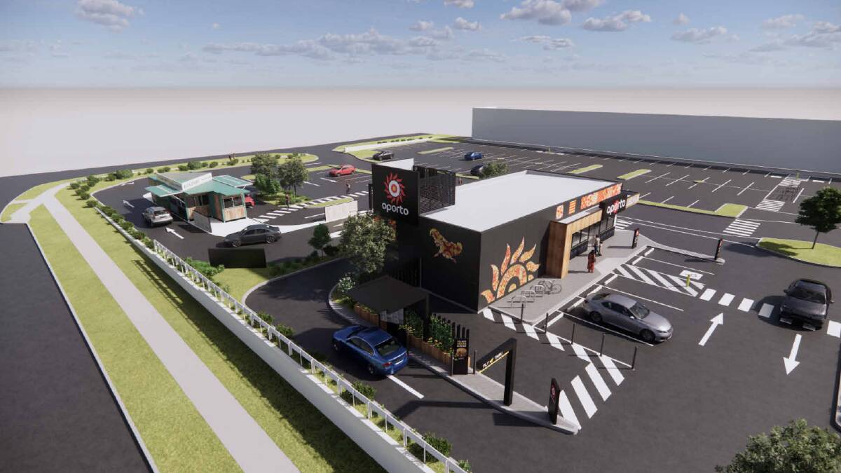 Concept plans for what the future Oporto and Kickstart drive through stores on Hammond Avenue could look like. Pictures contributed