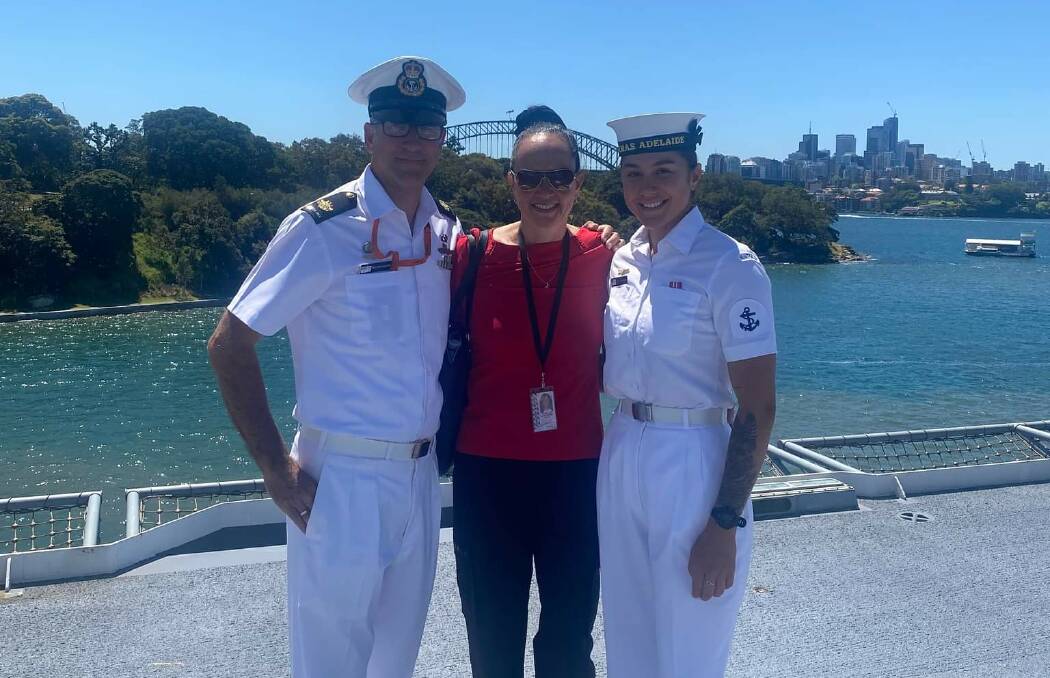 Wagga naval officer Chris Hagedoorn with wife Rachel and daughter Keely who is also in the navy. Picture contributed