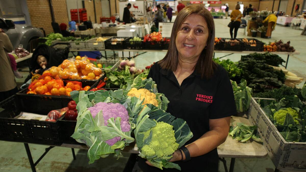 Maria Verducci sells a variety of fresh fruit and vegetables at the weekly markets held at the Wagga Showground. Picture by Andrew Mangelsdorf
