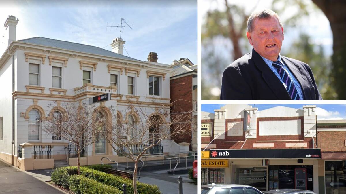 Former Gundagai mayor Abb McAlister said with the closure of its NAB branch this week, the town is now left without any of the Big Four banks. Temora's NAB branch will follow suit on Thursday. Pictures file, contributed