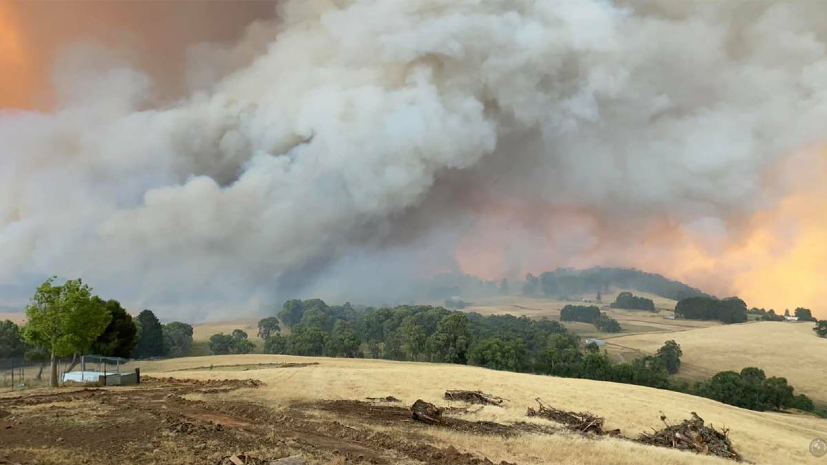 Smoke and flames creep over a hill near Batlow in January 2020. File picture