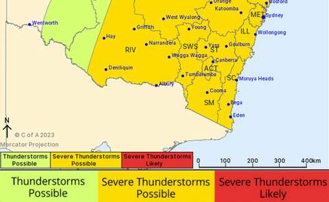 Wagga and the wider region could be in for some more wild weather on Thursday. Picture courtesy Bureau of Meteorology
