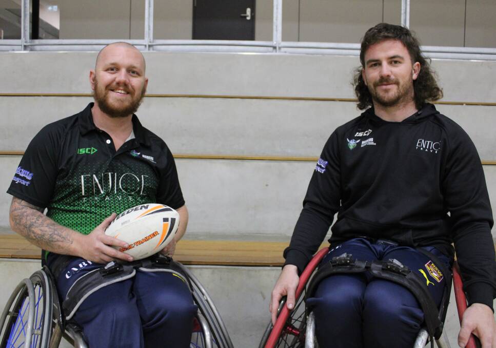 Wagga duo Toby Popple and Zac Carl will get the rare opportunity to play a Rolling Raiders game in their hometown on Saturday. Picture by Jimmy Meiklejohn