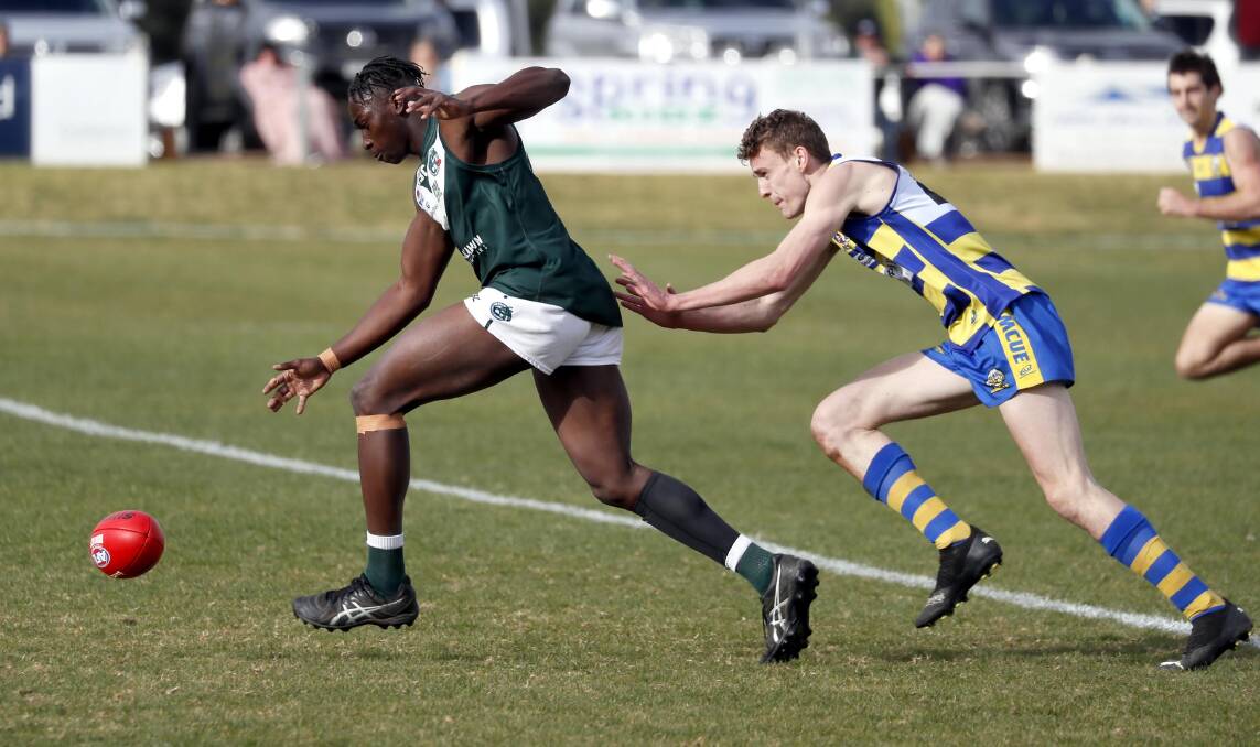 Coolamon ruck Gerard Okerenyang returns to the Hoppers senior side to face Turvey Park on Saturday. Picture by Les Smith