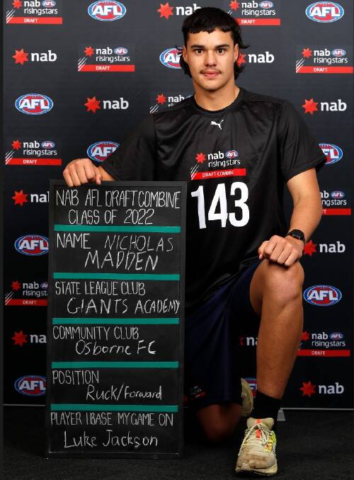 Osborne's Nick Madden was one of two Riverina products looking to make their mark at the AFL Draft Combine over the weekend. Picture from AFL Photos