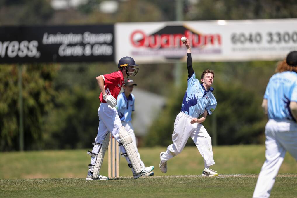 Wagga's Will Wolfgarten bowls a delivery during their clash against CAW Country on Monday at Bunton Park. Picture from The Border Mail

