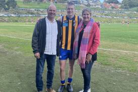 Griffith footballer Nick Conland with his parents Chris and Karen ahead of his senior debut for St Bernard's. Picture supplied