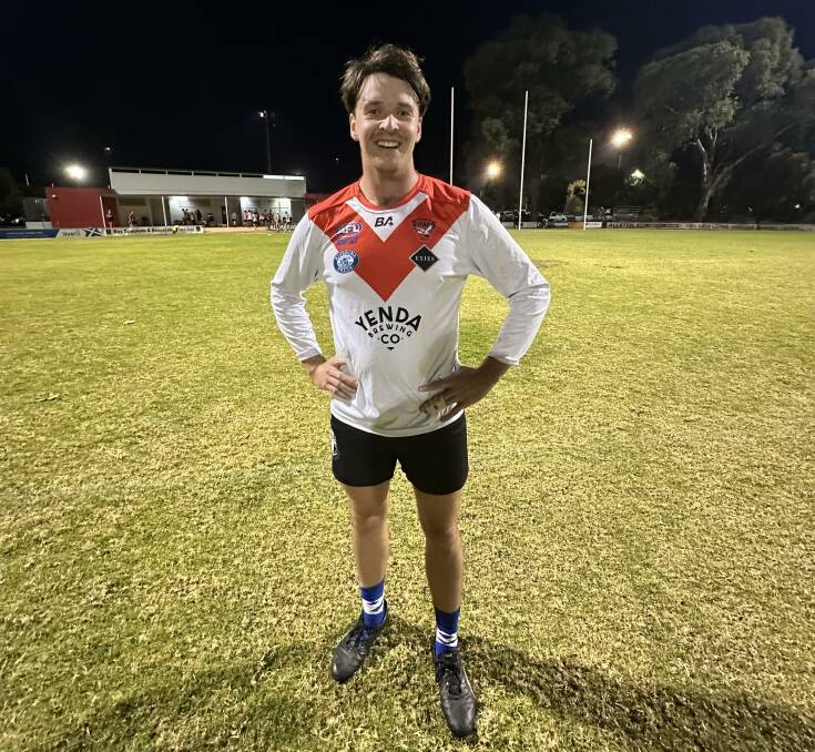 Griffith key forward Henry Delves is enjoying being back at the Swans this season having made the decision to play on in 2024. Picture by Paul Rogerson 