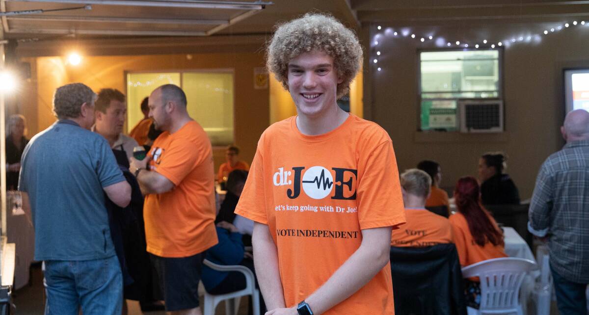 Campaign volunteer Josh Shaw, 17, pictured at Dr Joe McGirr's election camp on Saturday. Picture by Madeline Begley 