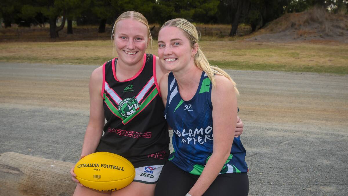 West Wyalong's Paige and Brianna Hanrahan. Picture by Bernard Humphreys