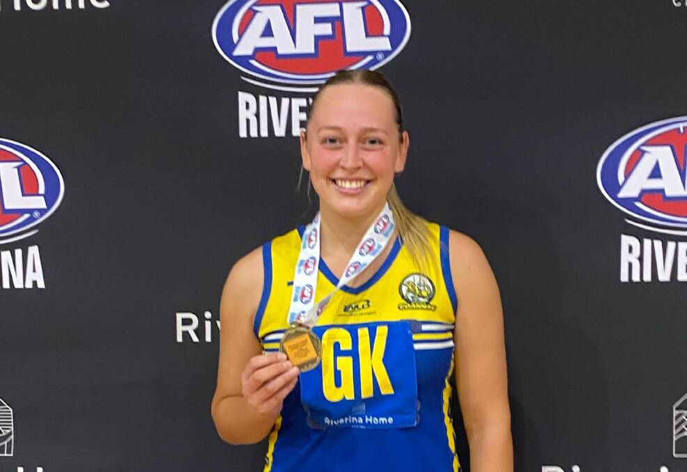 Ash Reynoldson was awarded the best on court medal for her performance in the 2023 Riverina League A grade grand final. Picture supplied