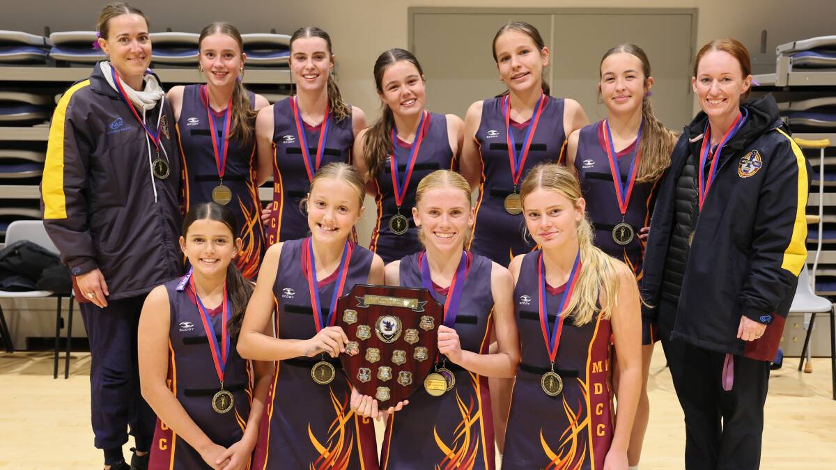 Mater Dei Catholic College's year 7/8 team after their Tracey Gunson Shield win. Picture by Les Smith