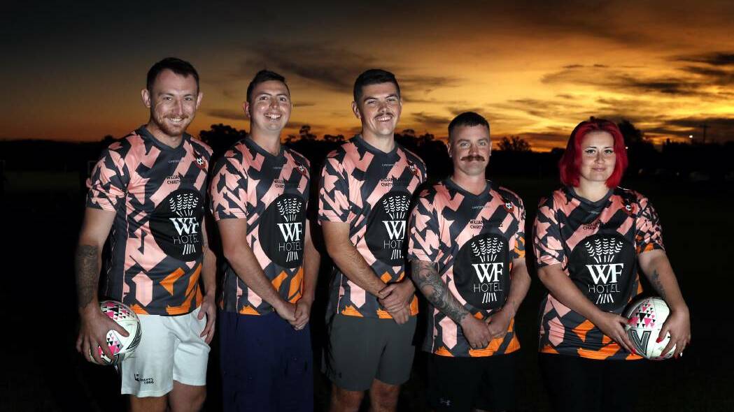 In 2022 Wagga United wore pink jerseys as part of their fundraising efforts, this year Cootamundra will don a surprise jersey featuring Jai Godbier's favourite heroes. Picture by Les Smith