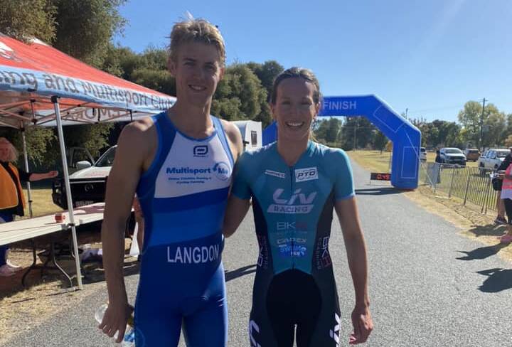 Ed Langdon and Radka Kahlefeldt have locked in their titles after the third race of the Riverina Triathlon Series in Holbrook. Picture: Facebook
