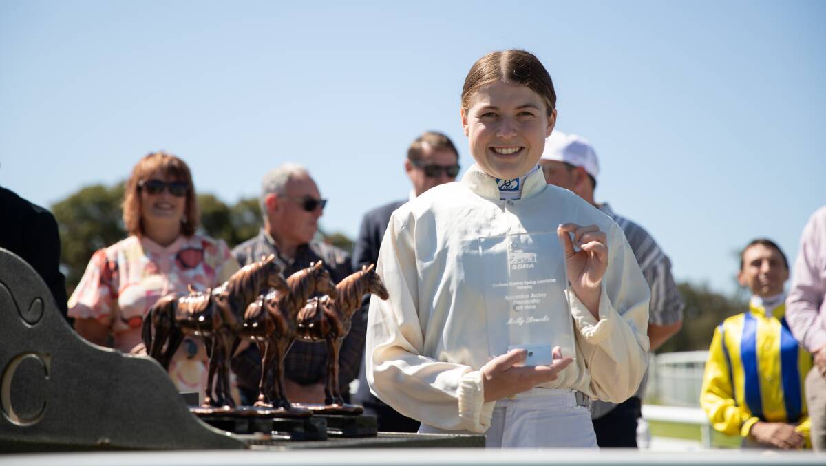 Southern Districts Racing Association 2022/23 'Apprentice Jockey Premiership 29 Wins' awarded to Molly Bourke at Murrumbidgee Turf Club. Picture by Madeline Begley