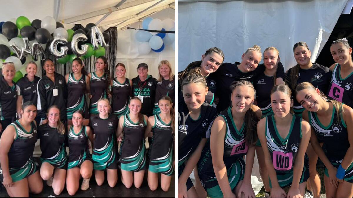 Wagga Netball Association under 17s and under 15s teams at Senior State Titles. Picture supplied
