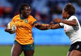 Biola Dawa is tackled during the women's International Test match between the Wallaroos and Fijiana at Allianz Stadium on July 06, 2024 in Sydney, Australia. Picture by Jason McCawley/Getty Images