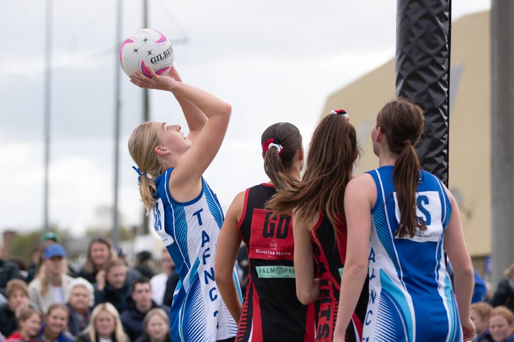 Abbey Reinhold lines up a shot during Temora's premiership win. Picture by Madeline Begley