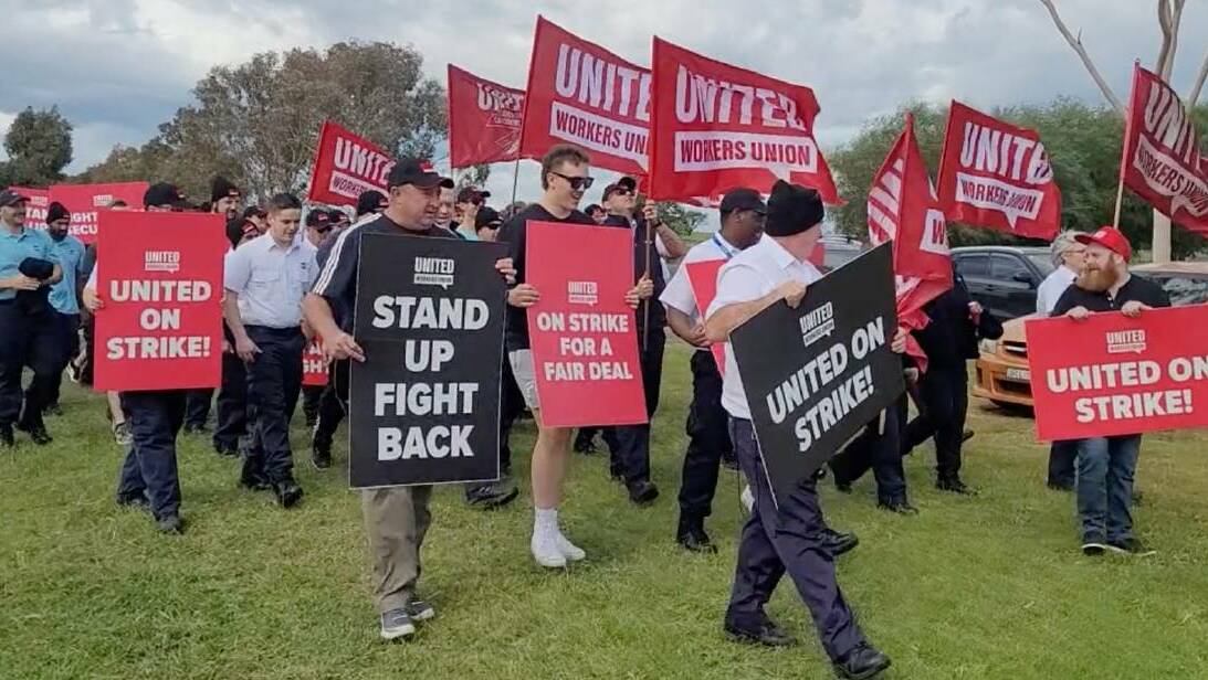 About 60 Junee Correctional Centre officers protested over a tense wage dispute in April. File picture