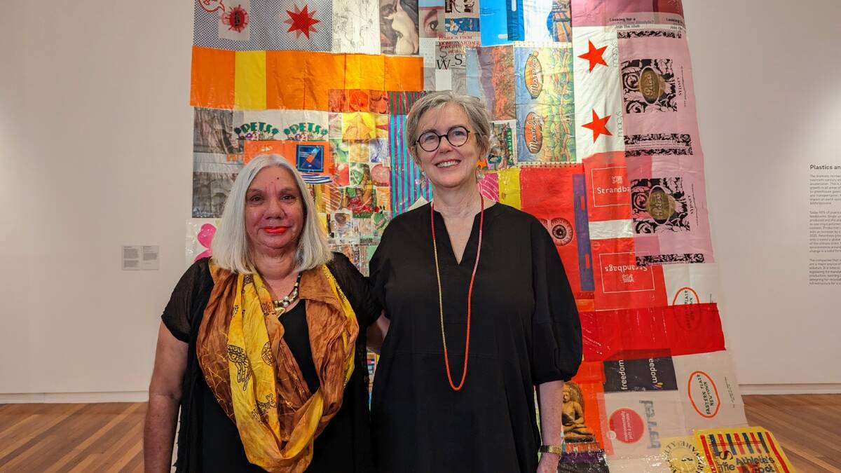 Workshop coordinator Aunty Cheryl Penrith and Wagga Art Gallery Director Dr Lee-Anne Hall. Picture by Dan Holmes.