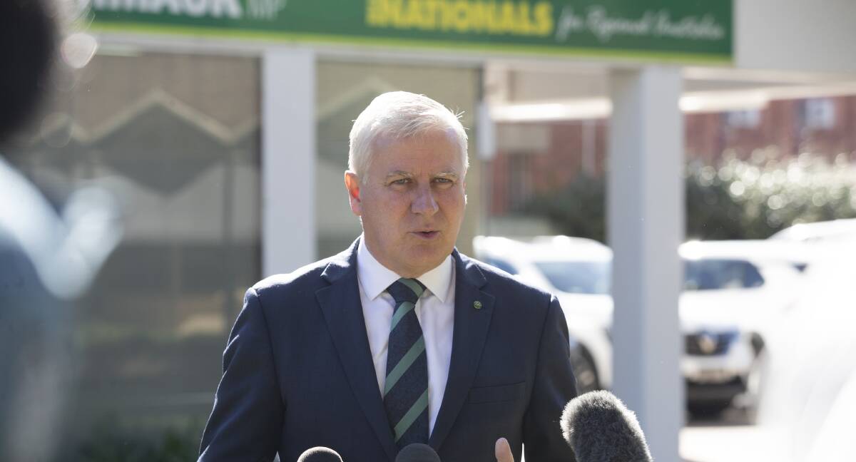 Michael McCormack holds a press conference following his re-election as the Riverina MP last year. Photo by Madeline Begley for The DA.