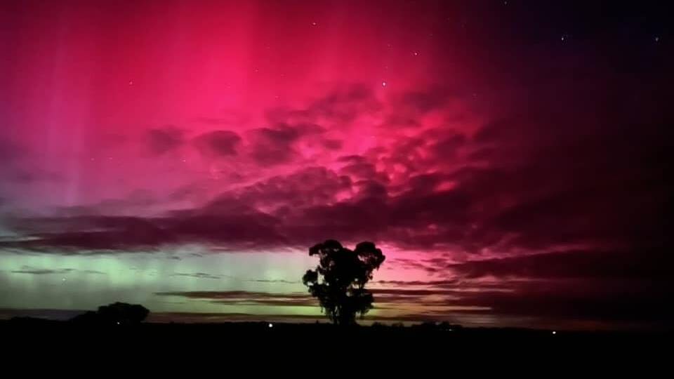 Taken in Finley, a geomagnetic storm classified as extreme was visible across Southern Australia on May 15. Picture by Sophia Ingram