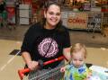 Rayleane Birch and son Aizen visit South City Coles every Thursday for the weekly grocery shop. Picture by Bernard Humphreys
