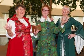 Neryl Quilty, Robyn Horwell and Vivienne Harling at the Pavilion for the Elizabethan-themed party to celebrate Wagga Shakespeare Club's 120th birthday. Picture by Les Smith