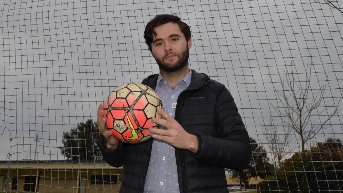 UNSW medical student and St Johns Ambulance volunteer Timothy Morsanuto airs concerns over the brain impact of heading in soccer. Picture by Jeremy Eager