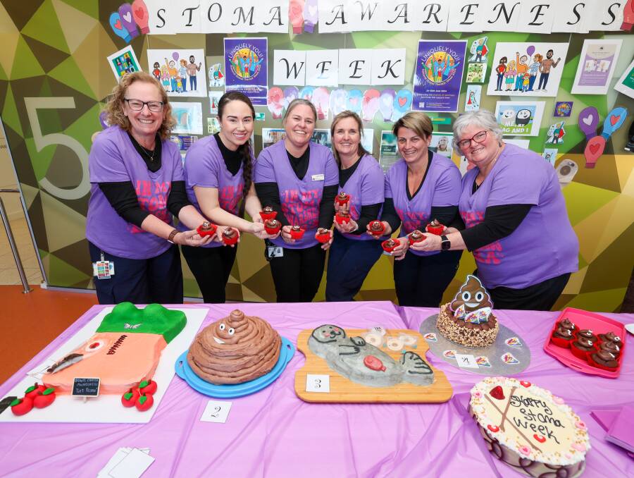 MLHD's stoma and wounds team of Karen Bowering, Amy Lea Post, Carlie Davis, Naomi Smith, Ray Godbier and Irene Cozens at the bake-off on Wednesday. Picture by Les Smith