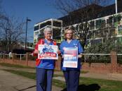NSW Nurses and Midwives' Association's Karen Hart and Jo Richens at the corner outside Wagga Base Hospital where nurses and midwives will rally on Thursday. Picture by Tom Dennis