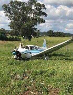 A close-up view following the light plane crash in Camden on Thursday morning. Picture: Supplied