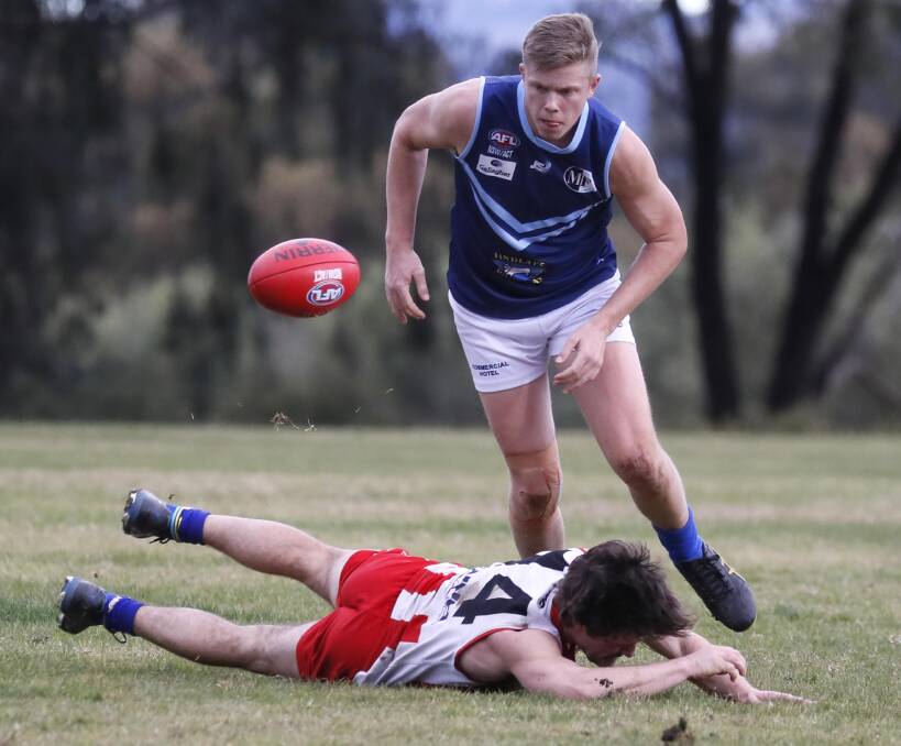 Barellan captain Riley Irvin was a standout for the Two Blues in their opening trial game of the pre-season. Picture by Les Smith