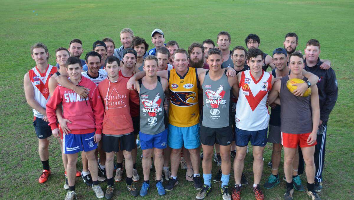 READY TO GO: Griffith's reserve grade team at training on Tuesday night. Picture: Andrew Piva