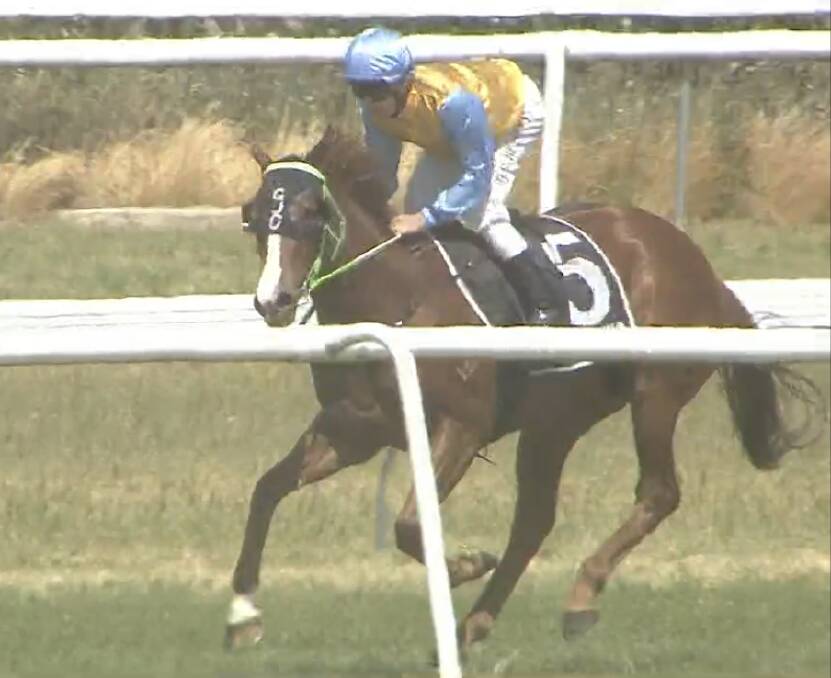 Danny Beasley returns on Persian Dancer after combining for a win at Corowa on Monday.