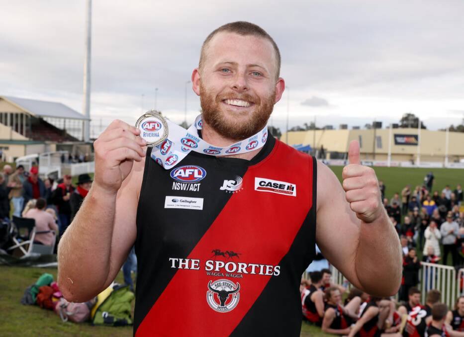 Jordan Hedington shows off the Nitschke-Schmidt Medal he won for best-on-ground in Saturday's Farrer League grand final. Picture by Les Smith