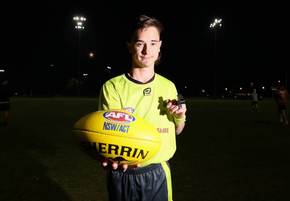 Wagga teenager John Kennedy is enjoying his time as an umpire after an injury ended his playing career. Picture by Les Smith