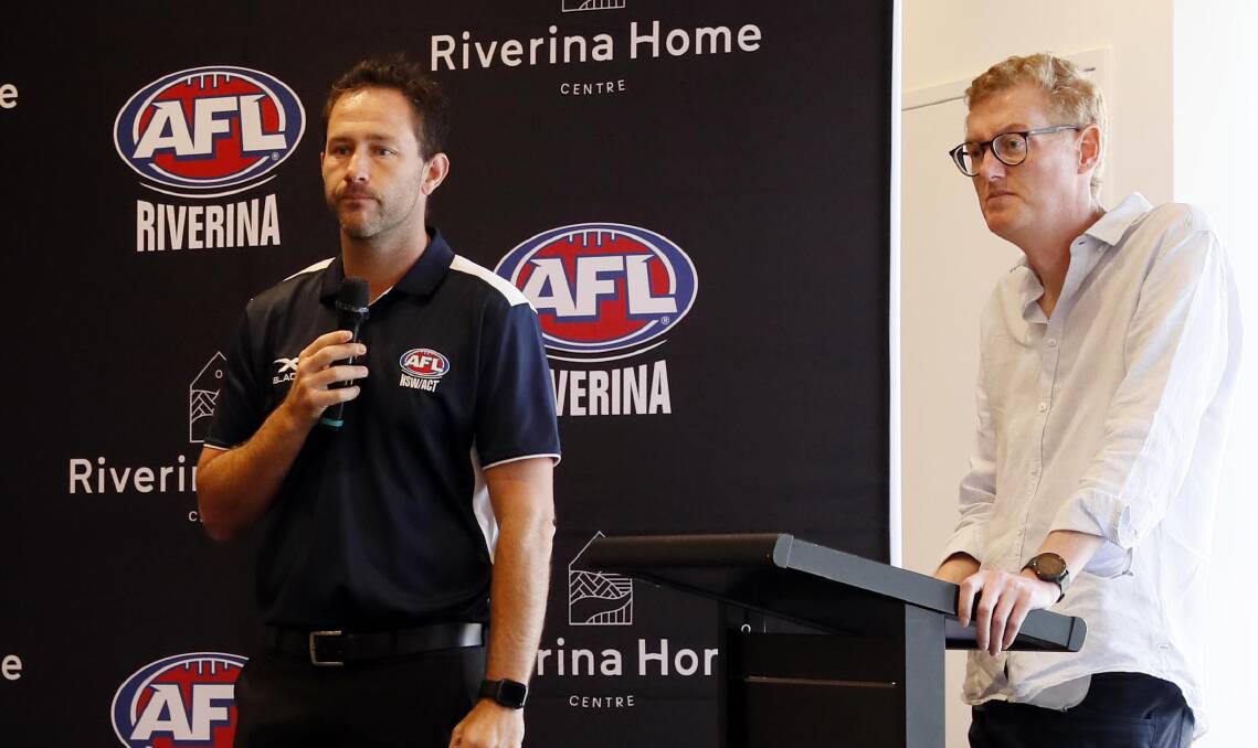 CHANGES APPROVED: AFL Riverina board member Marc Geppert and chairman Michael Irons.