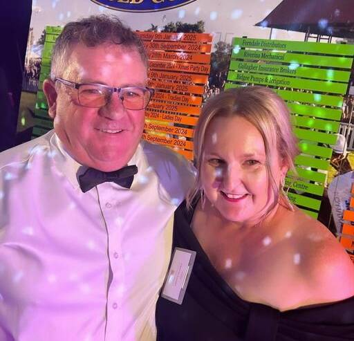 Clint and Cherie Lucas from Lucas Road Sealing celebrate their 100 Club win at Murrumbidgee Turf Club on Friday night. Picture supplied