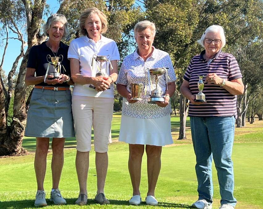 Division three winner Annette Lamont, division two winner Jane Waters, division one winner Sandra Schultz and nine hole champion Pat Castine. Picture supplied